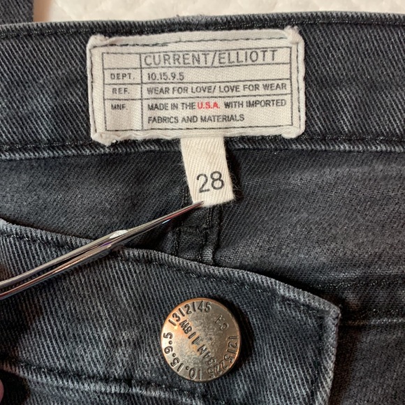 Current/Elliott The Seamed Easy Stiletto Skinny Jeans, Charcoal Gray/Black, 28 - Picture 11 of 16